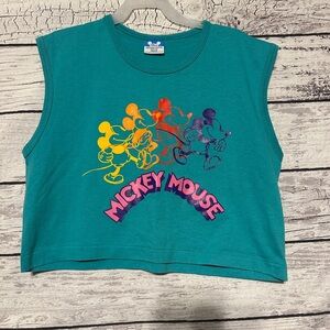 Disney Mickey Mouse Rainbow Graphic Crop Tank Top Medium